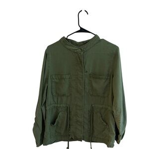 Sanctuary Jacket Boho Utility Olive Green Snap Tie Boho Tabbed Sleeve As Is‎